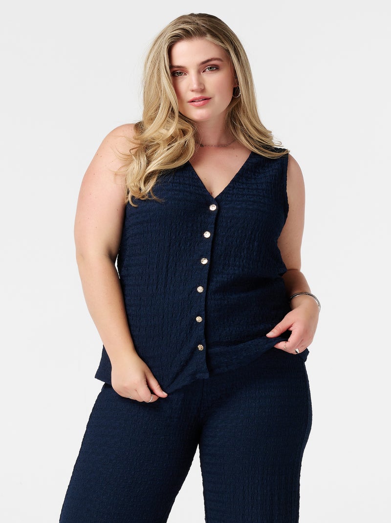 MS MODE Top Gilet sans manches extensible Bleu marine - Kiabi