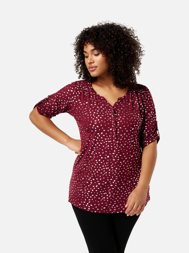 MS MODE Top Haut à boutons Rouge bordeaux - Kiabi