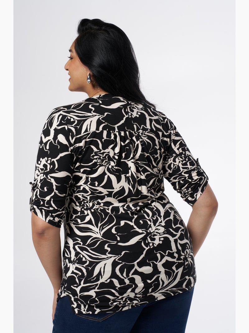 MS MODE Top Haut à imprimé Noir Blanc - Kiabi