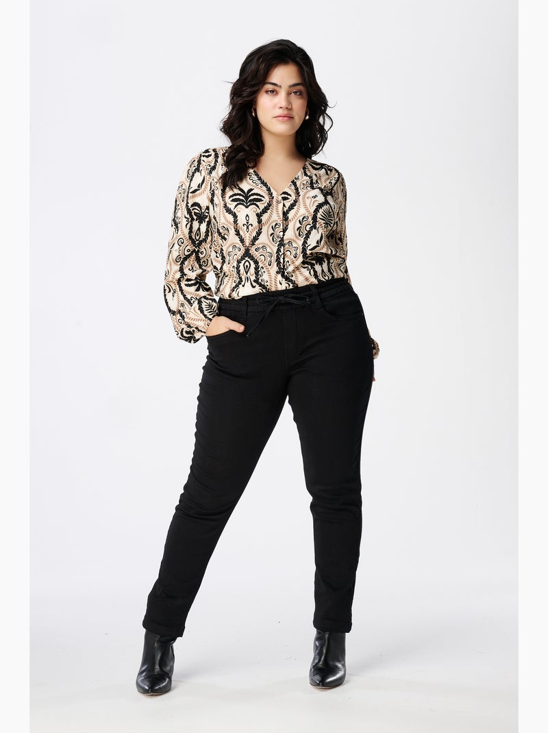 Mode Top MS MODE Top Haut à imprimé - Noir Blanc - Grandes tailles - 0.00€ - Kiabi