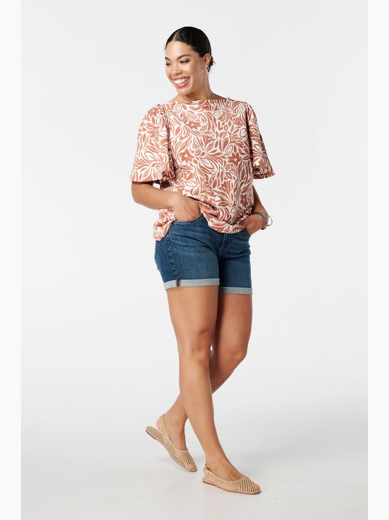 MS MODE Top Haut à imprimé Rouge brique - Kiabi