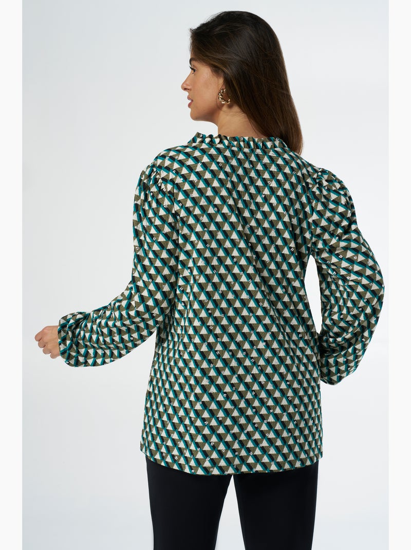 MS MODE Top Haut à imprimé Vert sauge/Blanc cassé/Sable - Kiabi