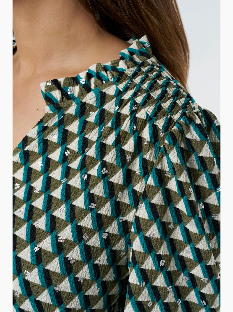 MS MODE Top Haut à imprimé Vert sauge/Blanc cassé/Sable - Kiabi