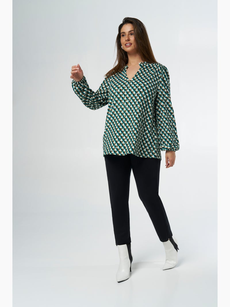 MS MODE Top Haut à imprimé Vert sauge/Blanc cassé/Sable - Kiabi