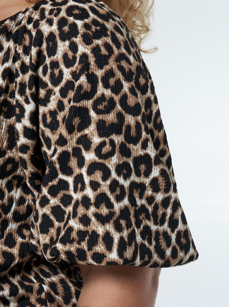 MS MODE Top Haut à manches bouffantes Marron - Kiabi