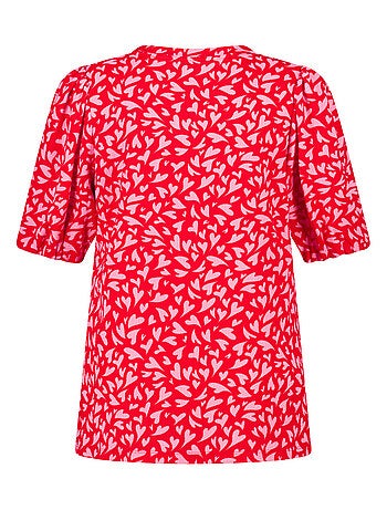 MS MODE Top Haut à manches bouffantes