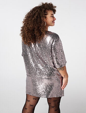 MS MODE Top Haut à paillettes à manches courtes