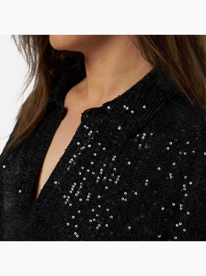 Haut De Soirée MSMODE Noir Chromé - Taille 2XL - Dos Nu, Sans Manches - Occasion Très Bon état