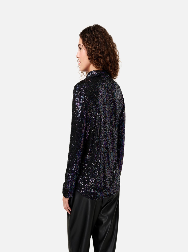 MS MODE Top Haut à paillettes Violet aubergine - Kiabi