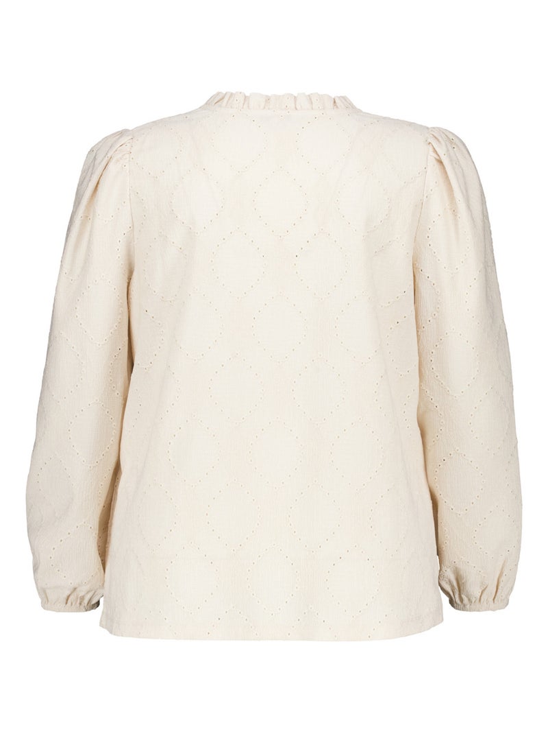 MS MODE Top Haut avec broderie Blanc cassé - Kiabi