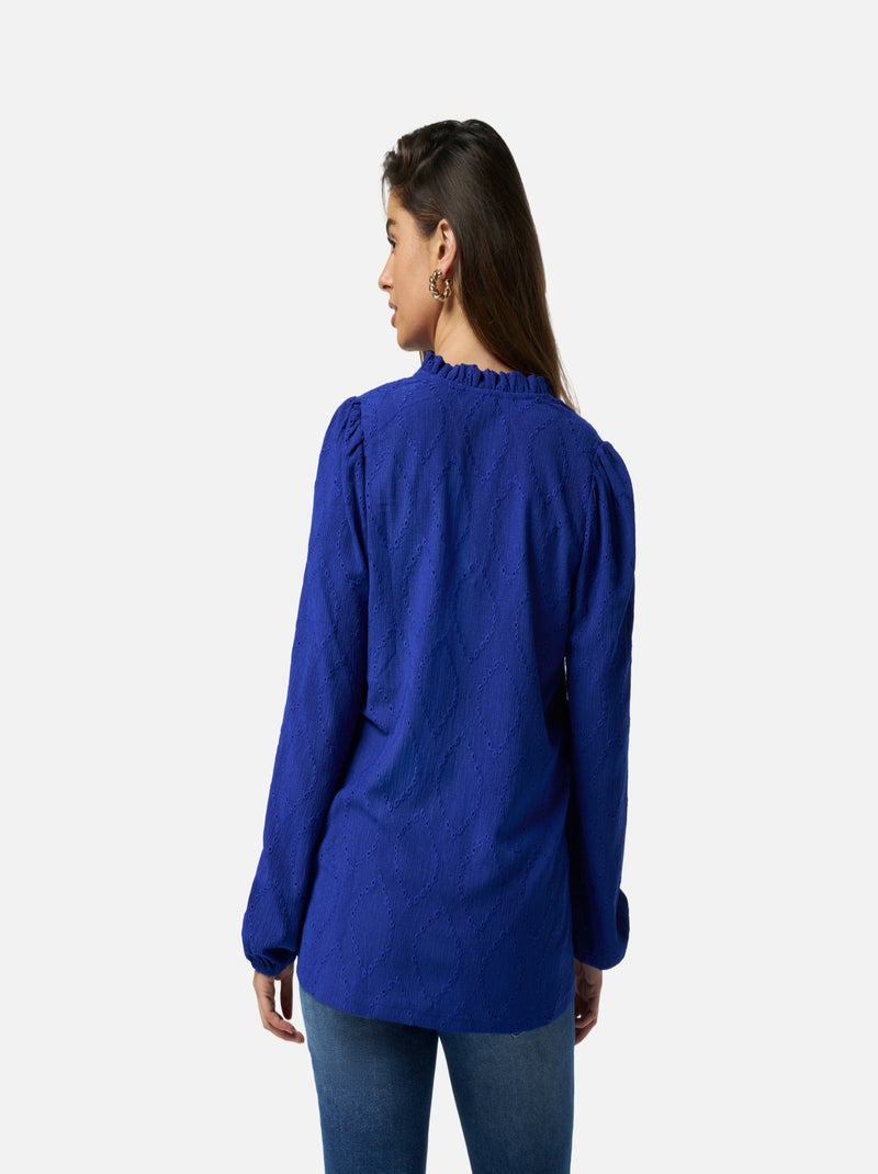 MS MODE Top Haut avec broderie Bleu cobalt - Kiabi