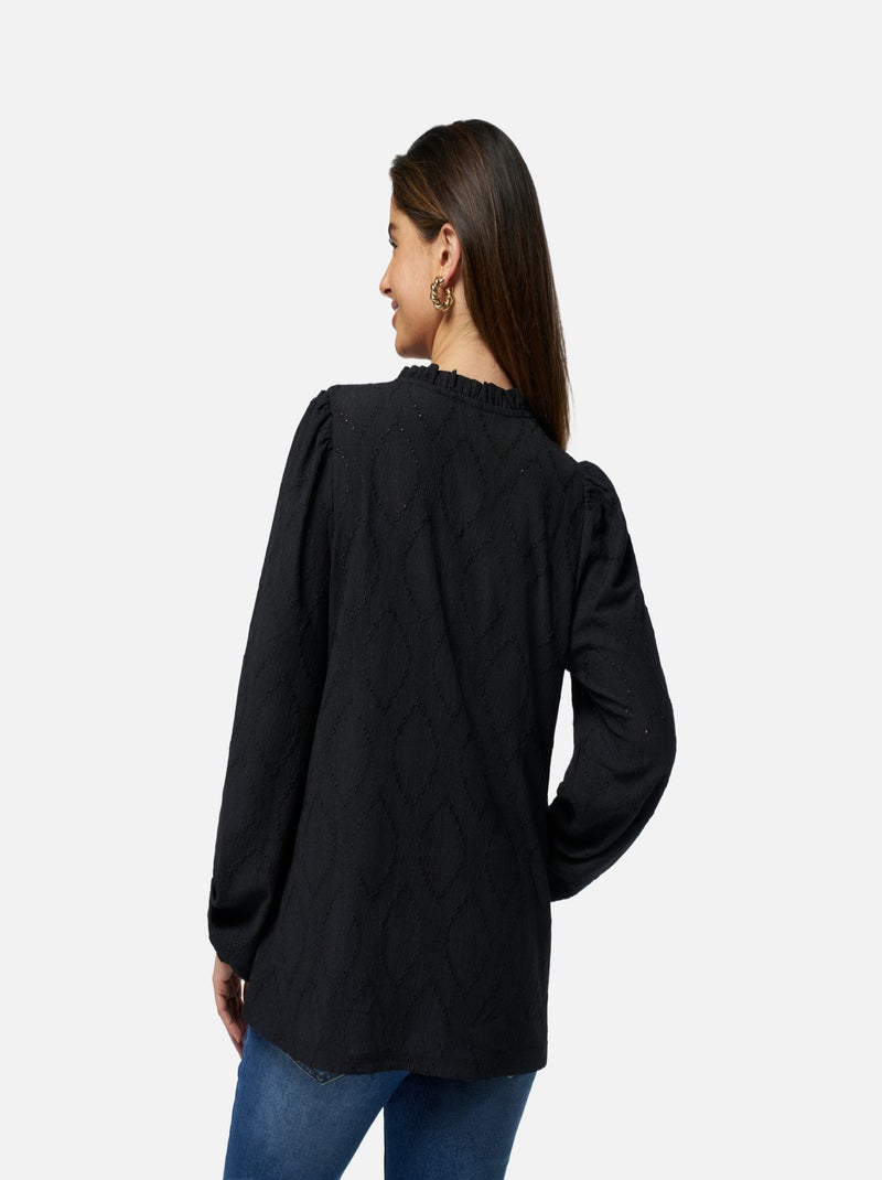 MS MODE Top Haut avec broderie Noir - Kiabi