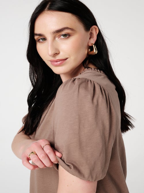 MS MODE Top Haut avec col en V à volants - Kiabi