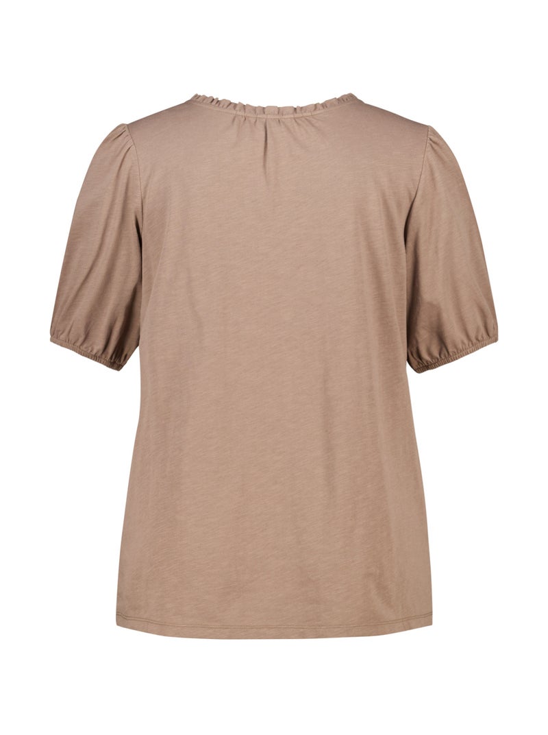 MS MODE Top Haut avec col en V à volants Sable - Kiabi