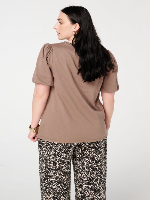 MS MODE Top Haut avec col en V à volants - Kiabi