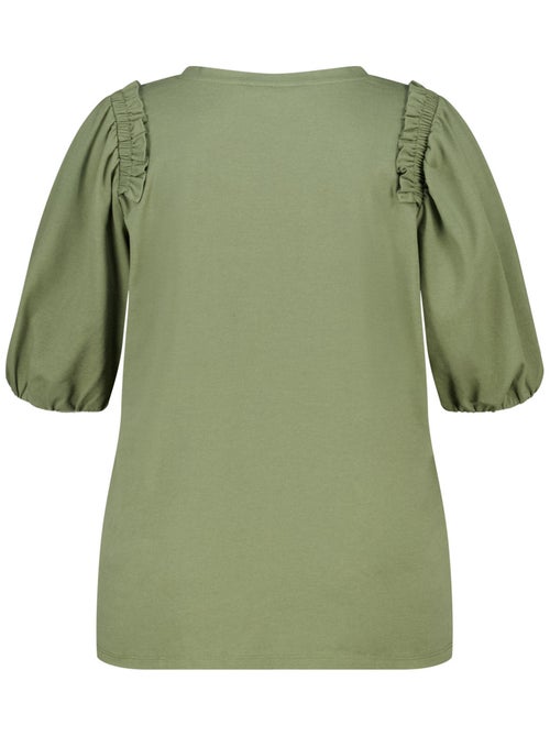 MS MODE Top Haut avec col en V et volants fantaisie - Kiabi
