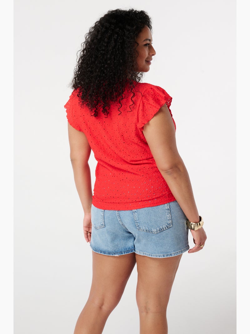 MS MODE Top Haut avec détails en crochet Rouge - Kiabi