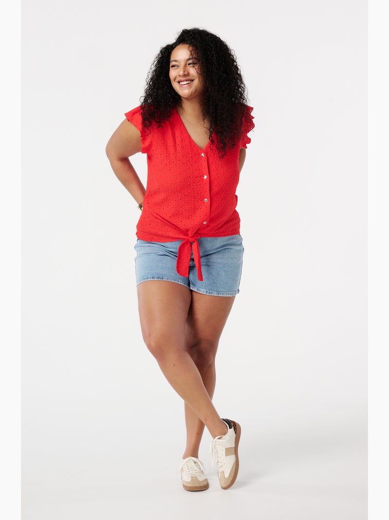 MS MODE Top Haut avec détails en crochet Rouge - Kiabi