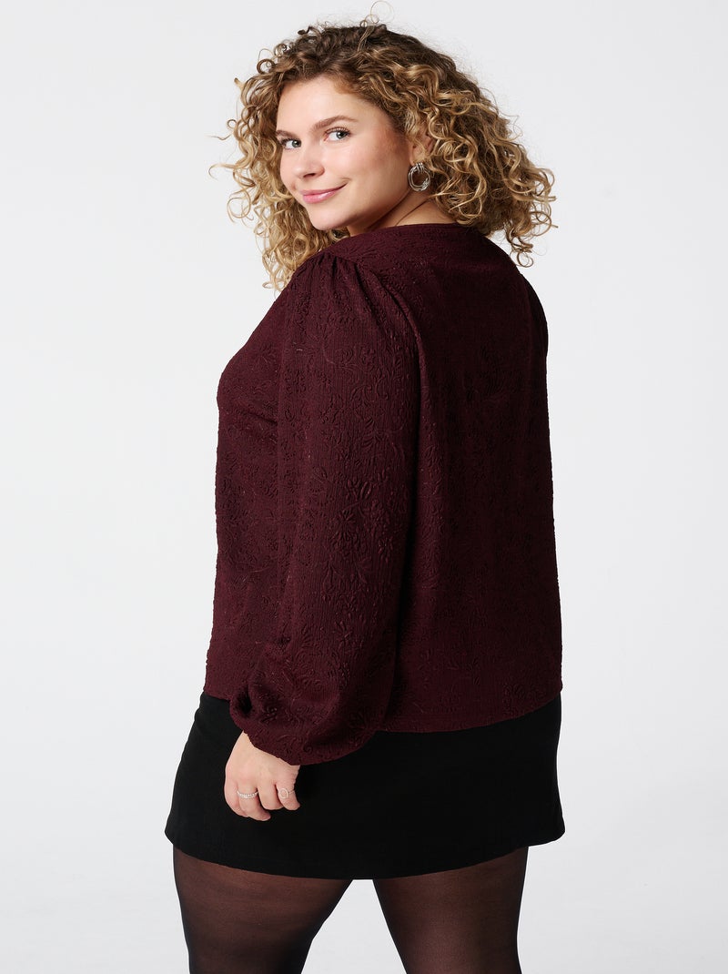 MS MODE Top Haut avec détails en forme de nœud Bordeaux - Kiabi