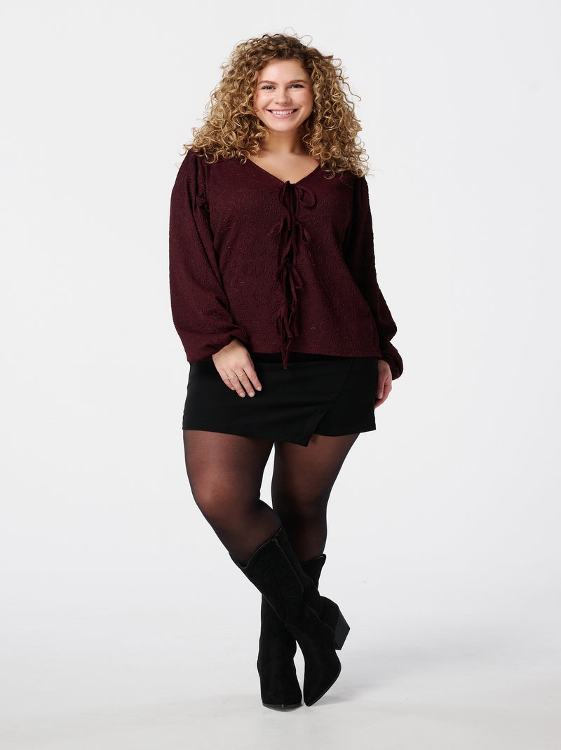 MS MODE Top Haut avec détails en forme de nœud Bordeaux - Kiabi