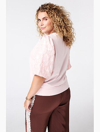 Ms Mode Top haut avec manches en jacquard