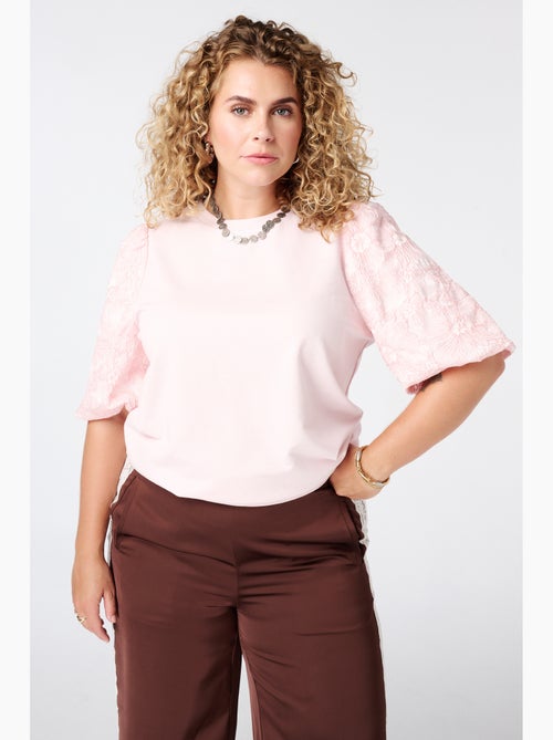 Ms Mode Top haut avec manches en jacquard - Kiabi
