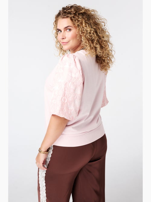 Ms Mode Top haut avec manches en jacquard - Kiabi