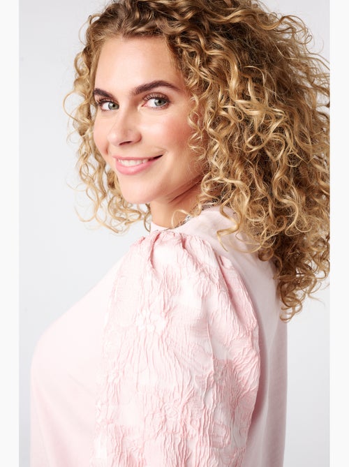 Ms Mode Top haut avec manches en jacquard - Kiabi