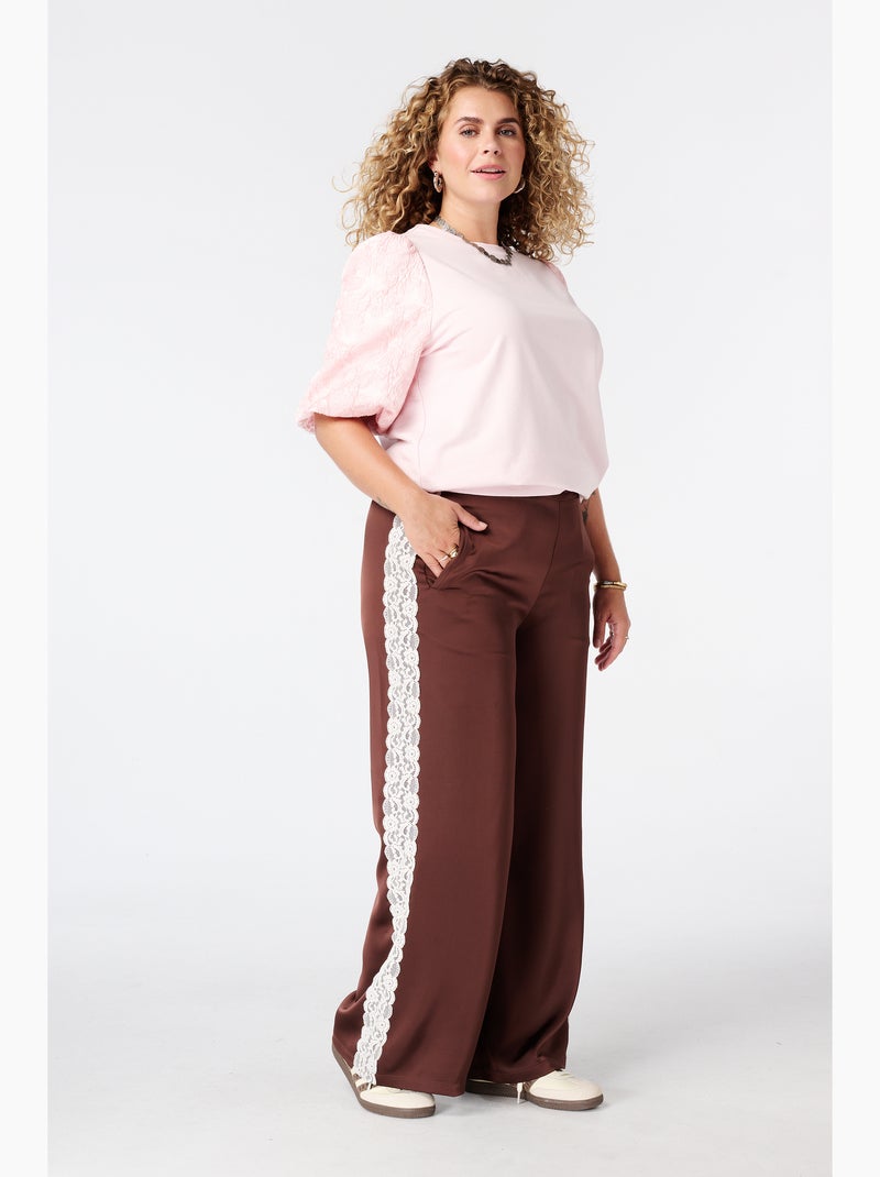 Ms Mode Top haut avec manches en jacquard Rose clair - Kiabi