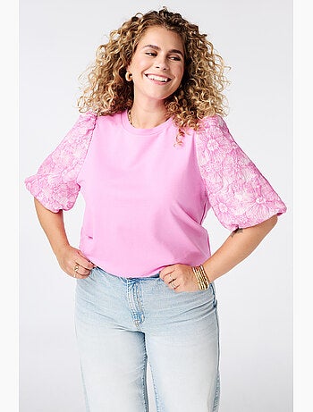 Ms Mode Top haut avec manches en jacquard