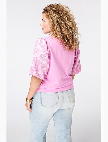 Ms Mode Top haut avec manches en jacquard