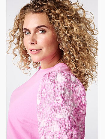 Ms Mode Top haut avec manches en jacquard