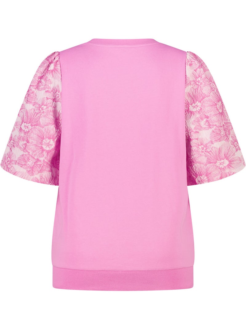 Ms Mode Top haut avec manches en jacquard Rose fluo - Kiabi