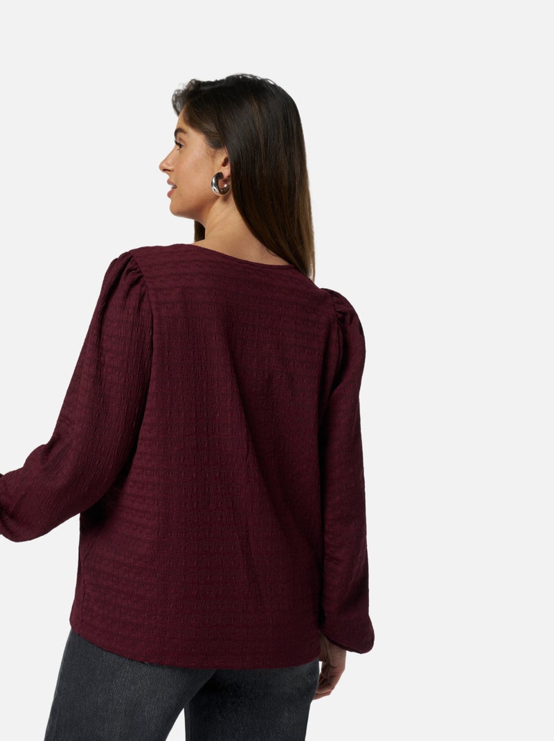 MS MODE Top Haut avec nœuds fantaisie Rouge bordeaux - Kiabi