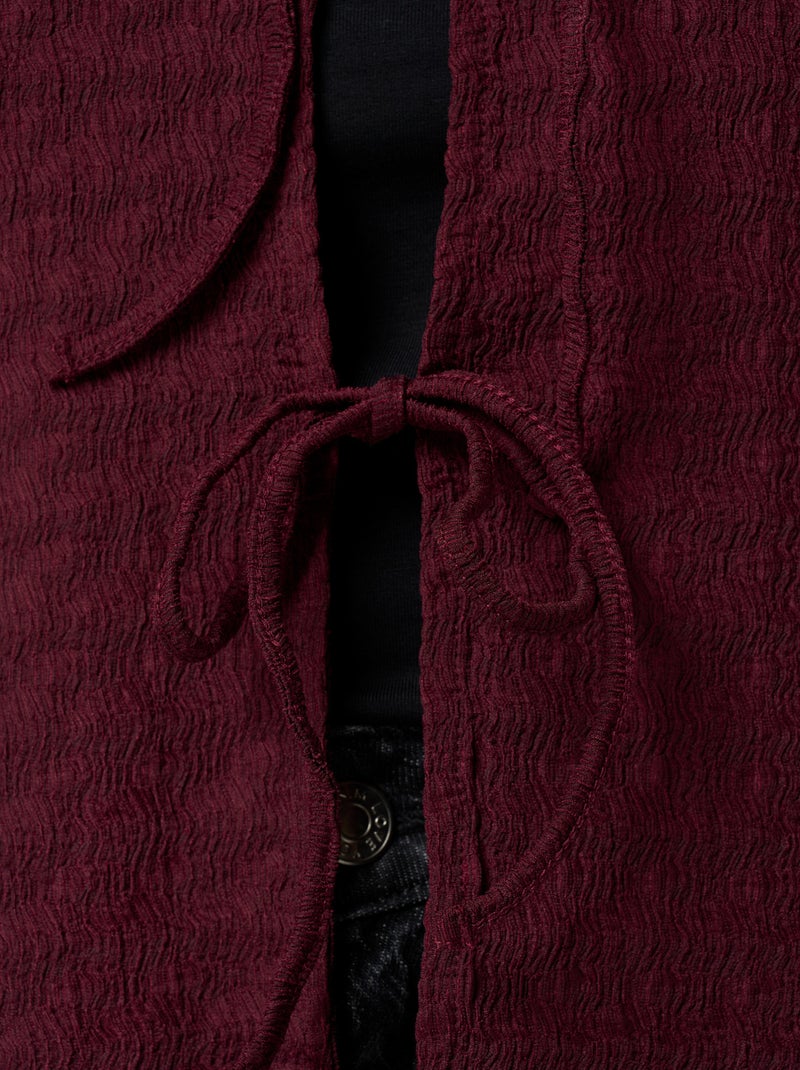 MS MODE Top Haut avec nœuds fantaisie Rouge bordeaux - Kiabi