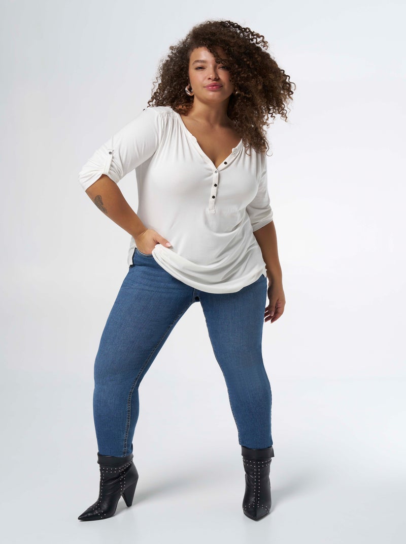 MS MODE Top Haut avec stretch Blanc cassé - Kiabi