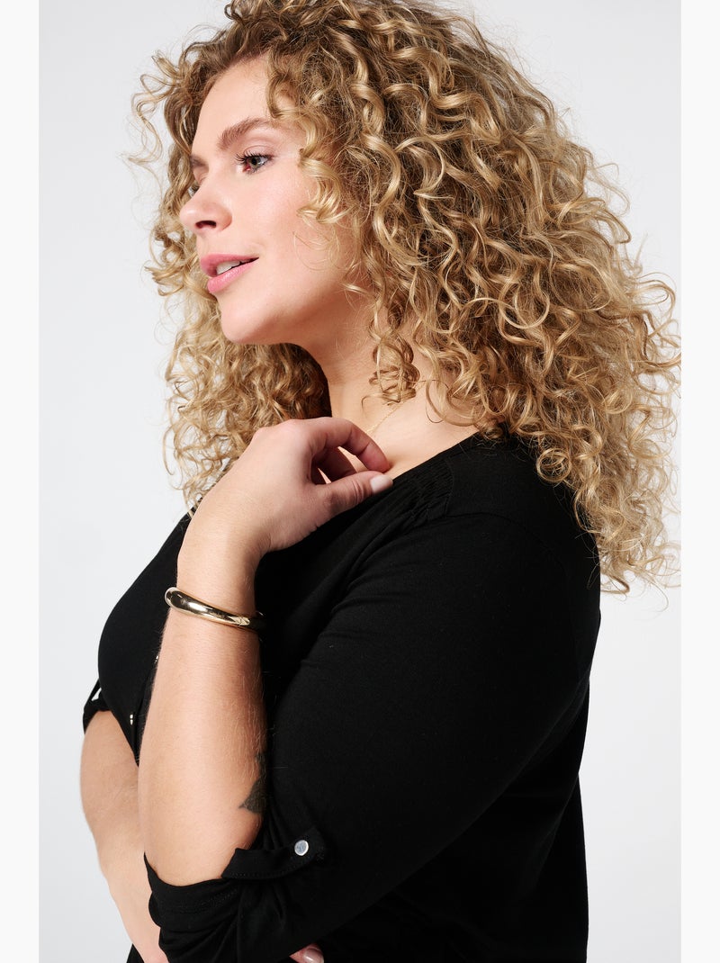 MS MODE Top Haut avec stretch Noir - Kiabi