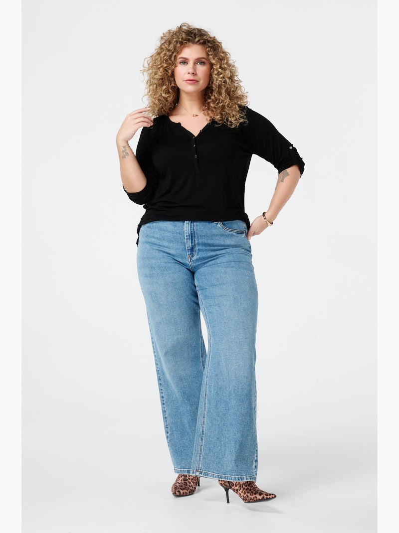 MS MODE Top Haut avec stretch Noir - Kiabi