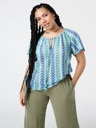 MS MODE Top Haut avec texture en maille