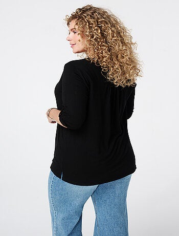 MS MODE Top Haut col en V avec boutons