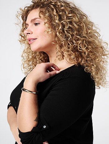 MS MODE Top Haut col en V avec boutons