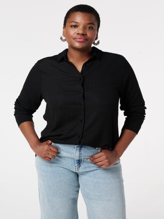 MS MODE Top Haut de style chemise