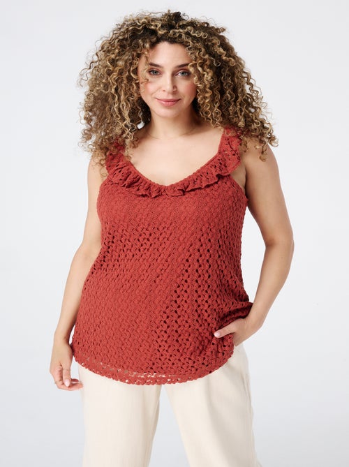 MS MODE Top Haut en crochet à volants fantaisie - Kiabi