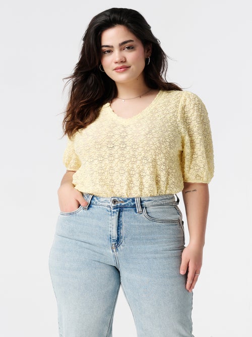 MS MODE Top Haut en dentelle avec manches courtes - Kiabi
