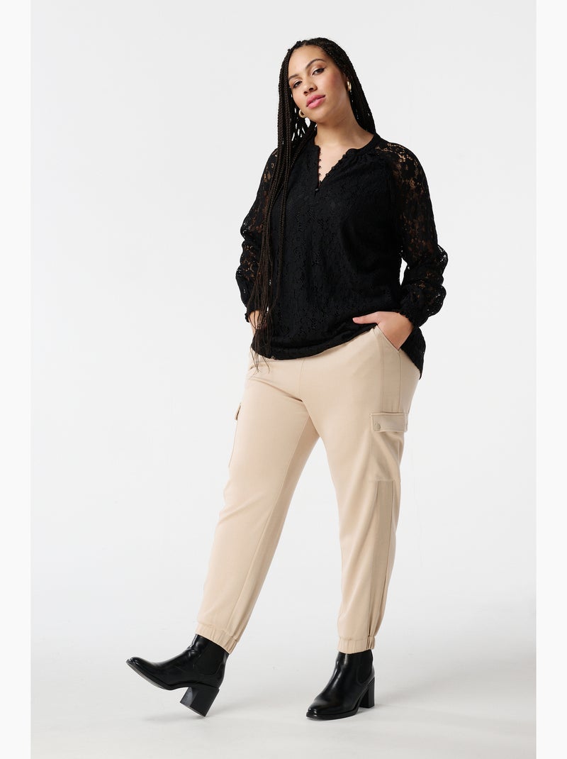 Haut Dentelle Beige-or Promod Taille 36/38 - Occasion Très Bon état, Top Féminin