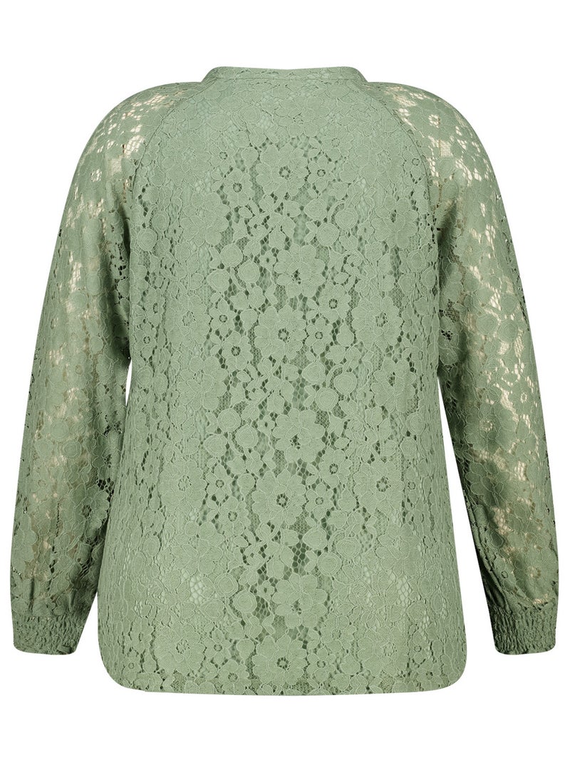 MS MODE Top Haut en dentelle avec manches longues Vert - Kiabi