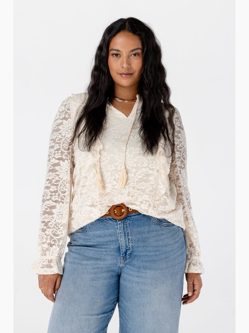 Haut En Dentelle Promod Beige/or - Taille 36/38 - Occasion Très Bon état