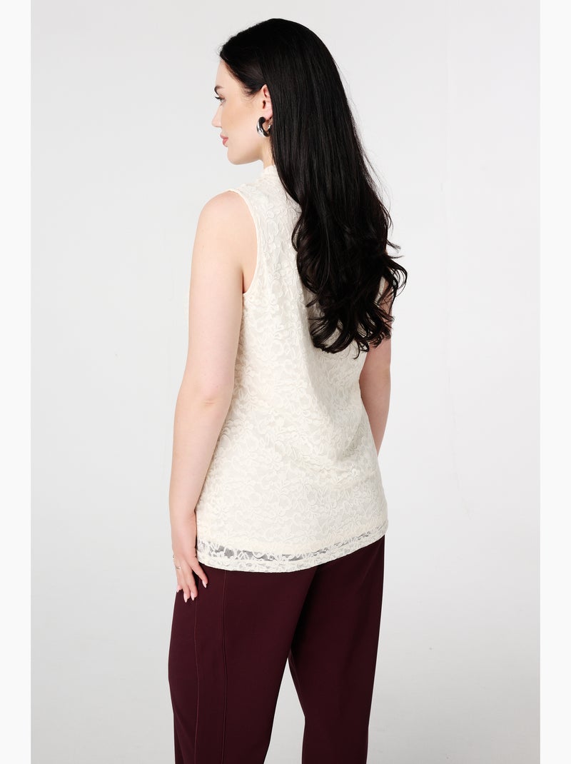 MS MODE Top Haut en dentelle Crème - Kiabi