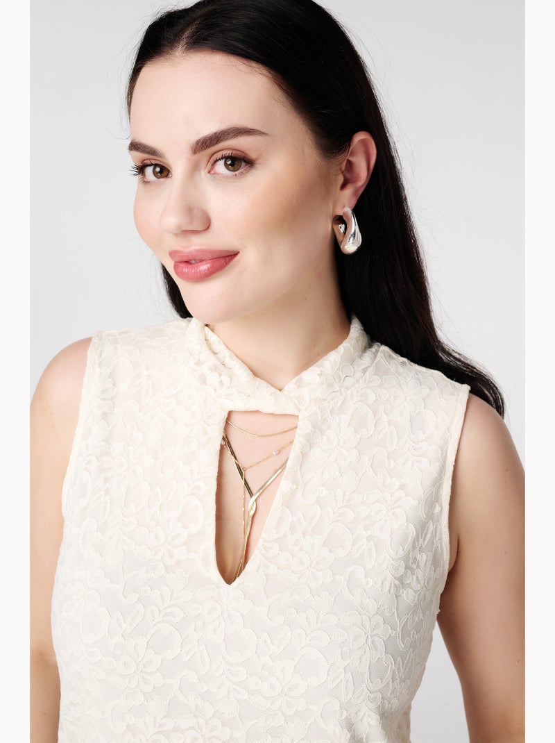 MS MODE Top Haut en dentelle Crème - Kiabi