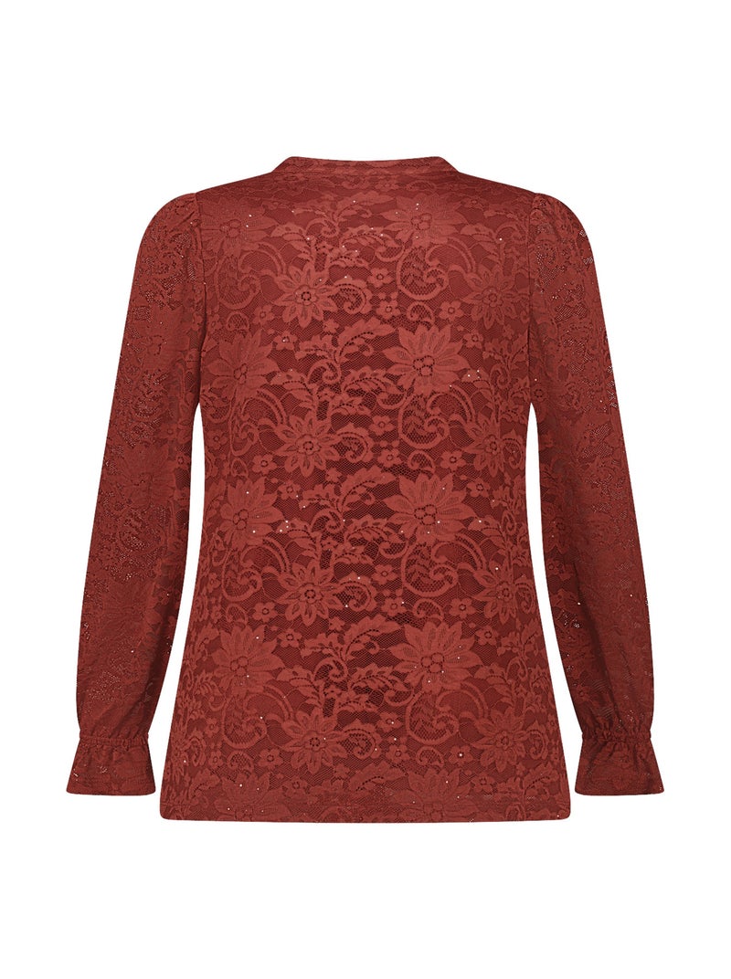 MS MODE Top Haut en dentelle Rouge brique - Kiabi